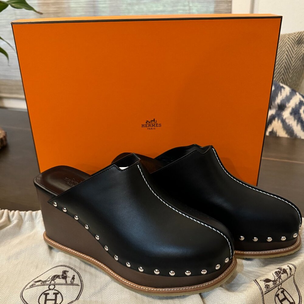 Hermes Mules-Black, Size 40